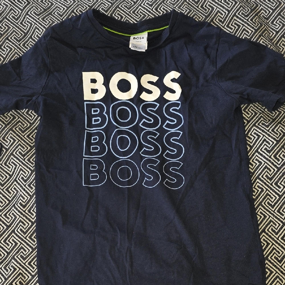 Boss Blue Short Sleeve Tee with Graphic Design